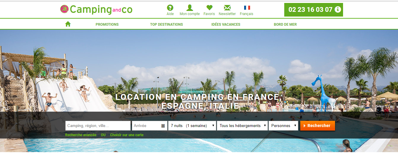 plateforme réservation en ligne séjours touristiques camping and co